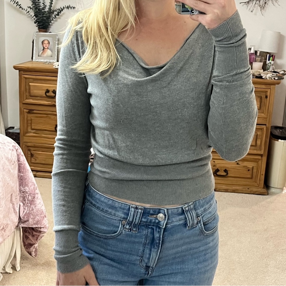 ADEC2 grey scoop neck sweater